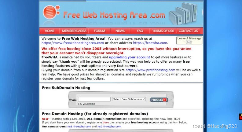 Free Web Hosting Area